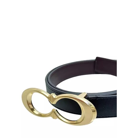 NWT Coach C1725 Signature Buckle Belt 25 Mm in Black Leather Gold Medium - Picture 1 of 5